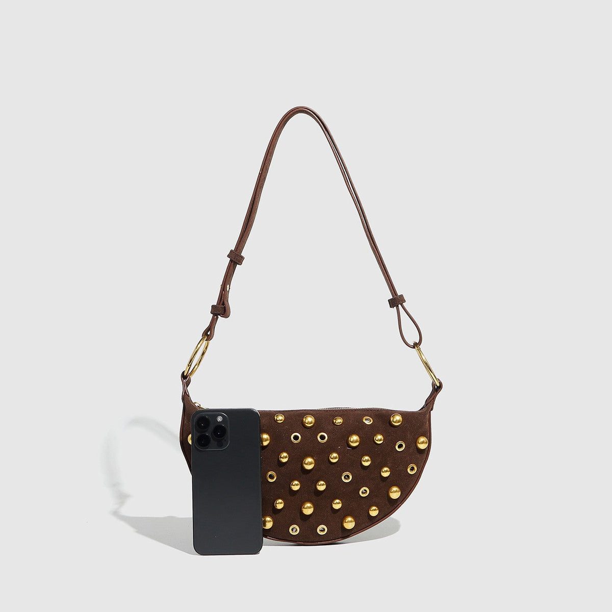 Sac à aisselle Fiorelle Women's Rebel Rivet - Sac bandoulière punk à clous champignons avec bride amovible et texture effet usé