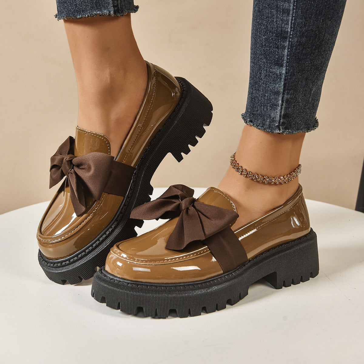 Mocassins à enfiler BowEase pour femme Fiorelle – Chaussures plates classiques à nœud (US 4–10)