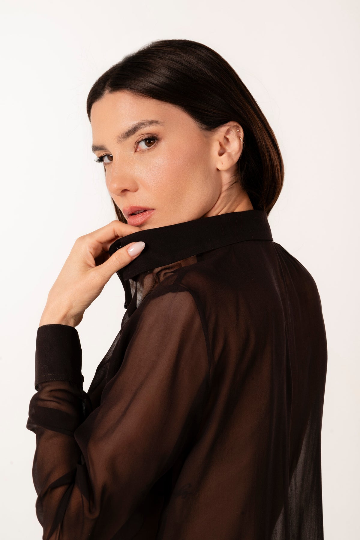 ÉXI-ADA BROWN SILK SHIRT