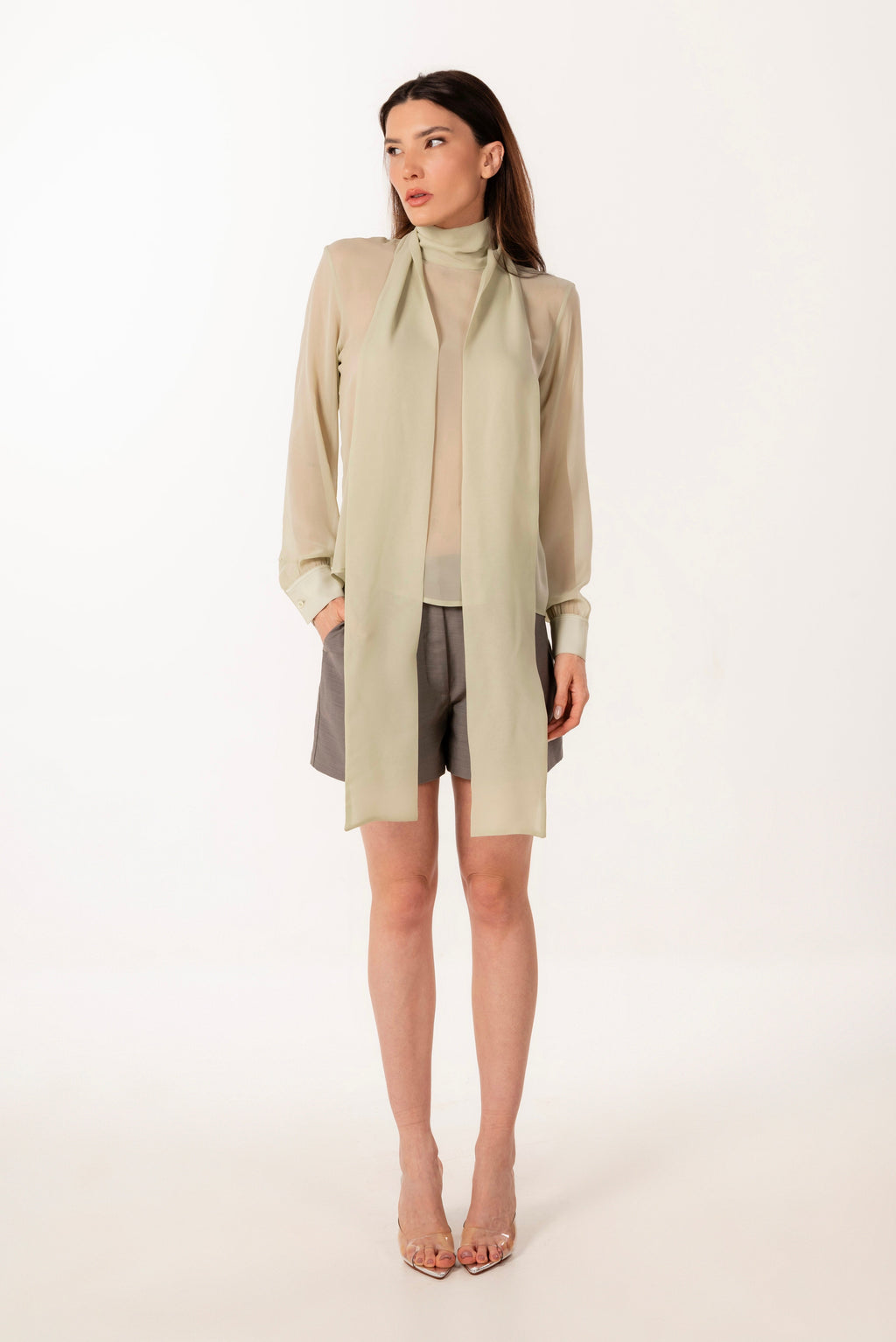 BLOUSE EN SOIE VERT CLAIR ÉXI-SIENNA