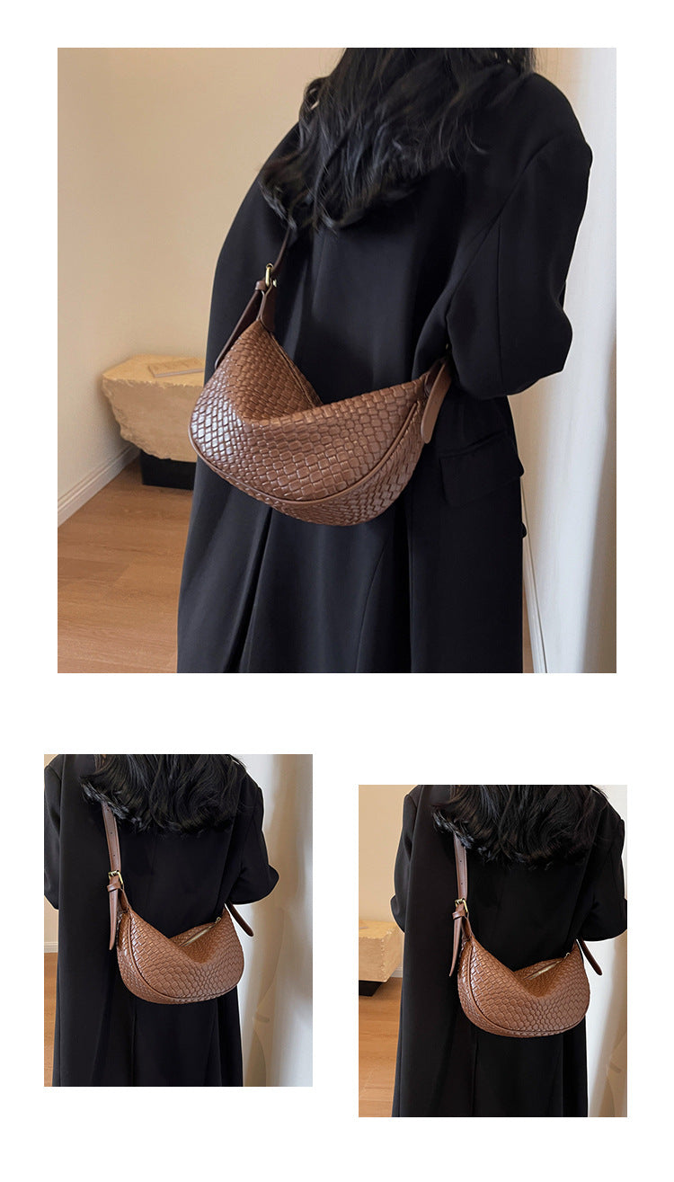 Fiorelle Damen Riviera Bias-Weave Crescent – Umwandelbare Schulter- zu Umhängetasche in französisch inspirierter Narbung