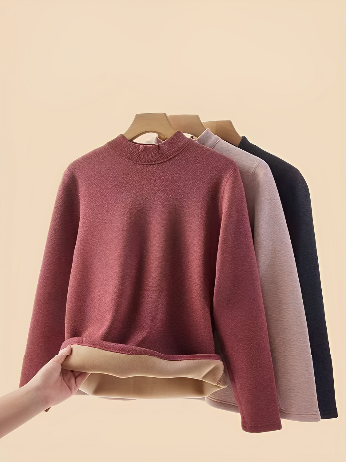 Fleece-Lined Thermal Set with Turtleneck Top and Leggings – Alicya