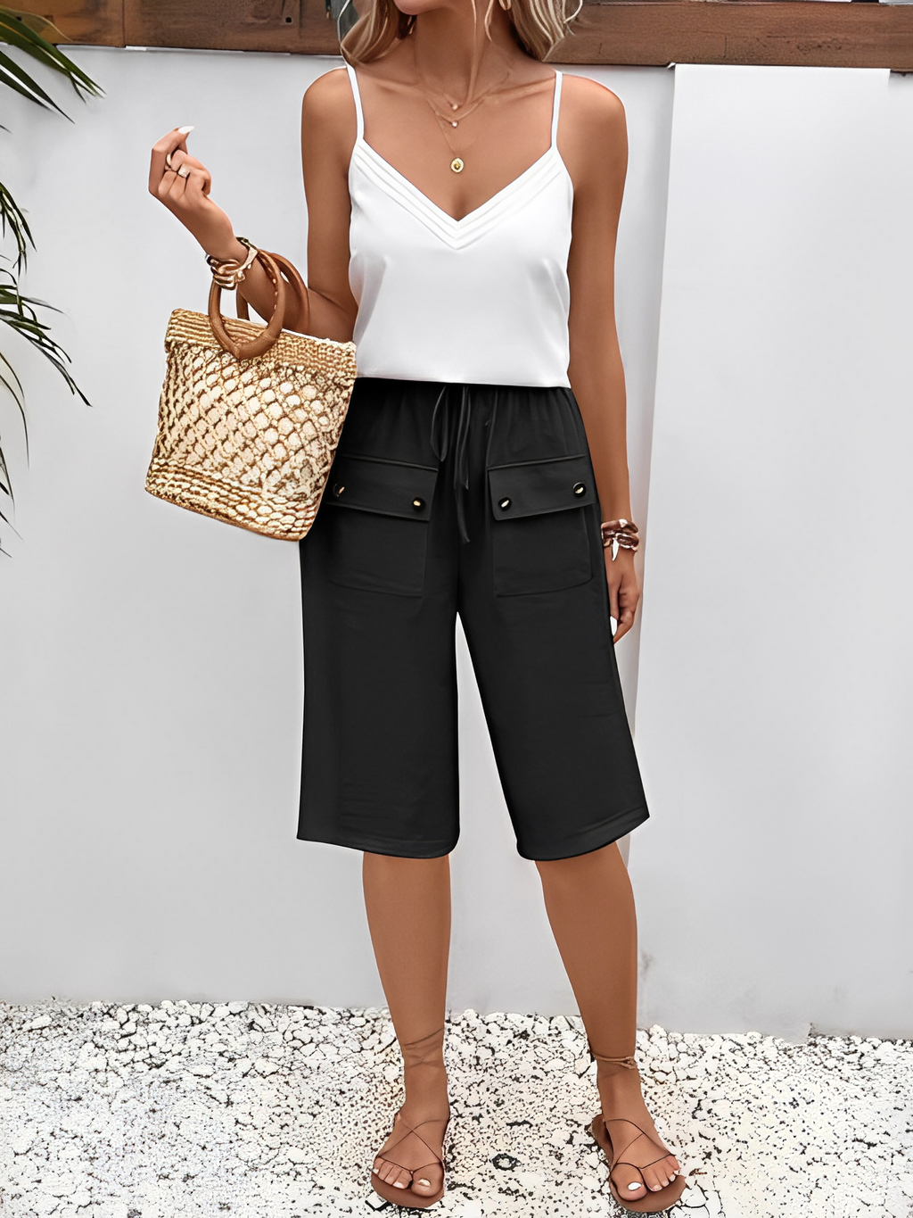 Bermuda cargo femme à taille élastique - Kylie