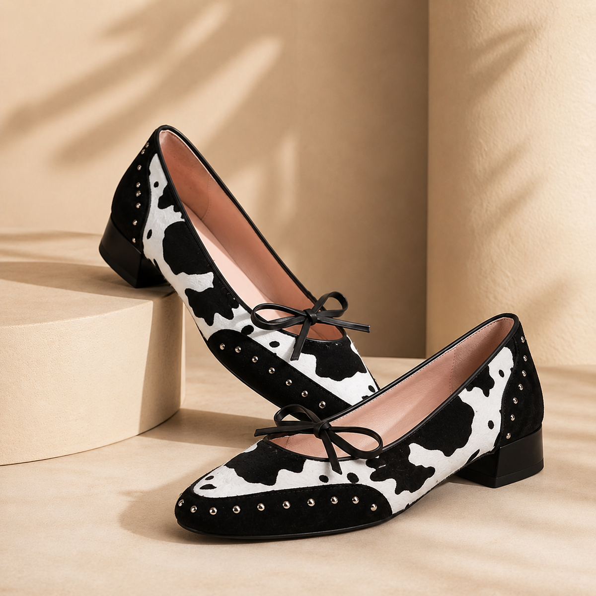 Arietty Ballerinas mit Kuhmuster