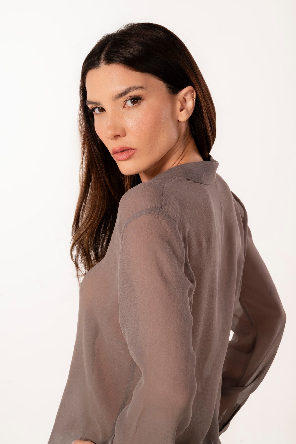 ÉXI-ADA GREY SILK SHIRT