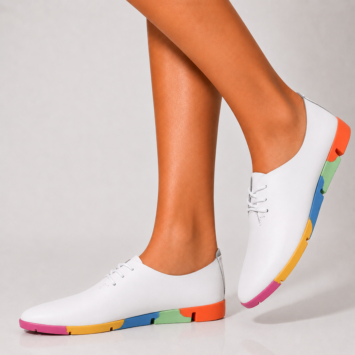 Clarissa Regenbogen-Leder-Sneaker