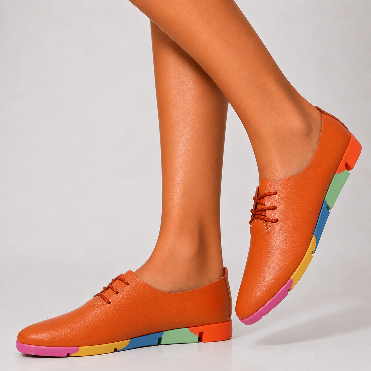 Clarissa Regenbogen-Leder-Sneaker