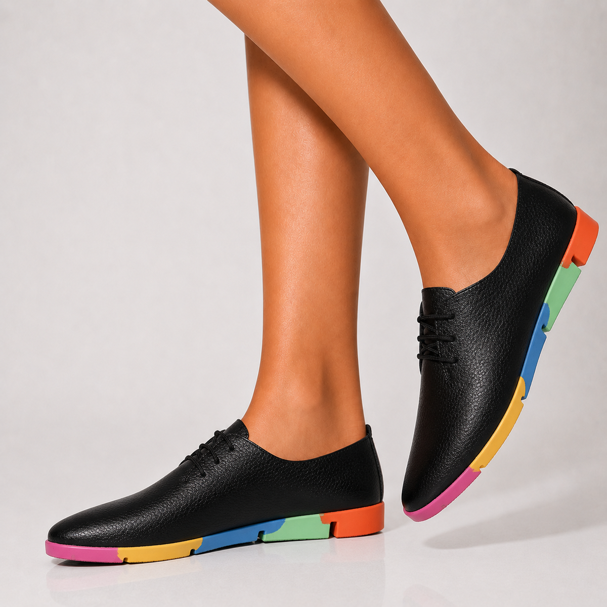 Clarissa Regenbogen-Leder-Sneaker