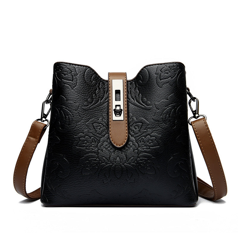 Fiorelle Women's Heritage Artisan Bucket – Charakteristische handgeblockte Motive auf Erbstück-Leder mit Village-to-City-Vielseitigkeit