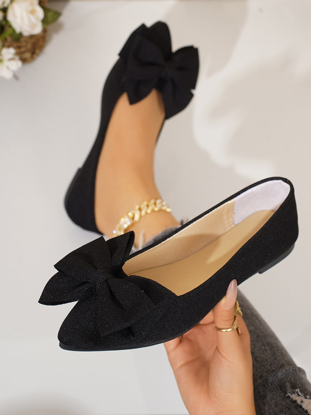 Mocassins plats à enfiler Bella Bow pour femme Fiorelle – Chaussures décontractées à semelle souple et bout pointu (US 5–10,5)