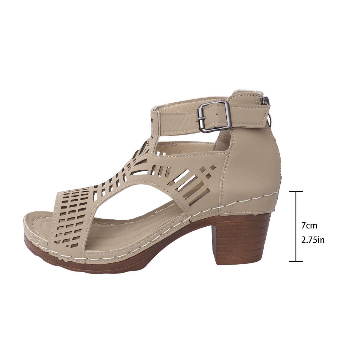 Fiorelle Damen Peep-Toe-Pumps mit Schnalle – Ausgestanzte Sandaletten mit Blockabsatz (US 5–10,5)
