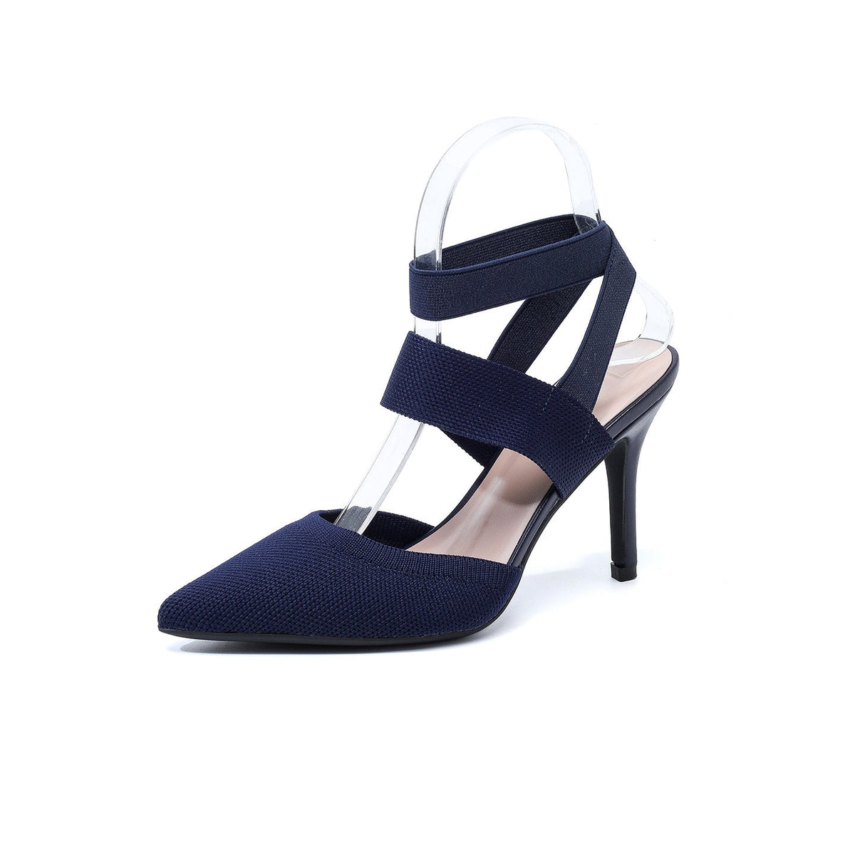 Escarpins à talons aiguilles Fiorelle Amara pour femme en tissu à bride de cheville – Talons élégants à bout pointu et côtés ajourés (US 4–10,5)