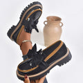 Mocassins à enfiler pour femme Fiorelle – Chaussures plates à surpiqûres contrastées (US 5–10,5)